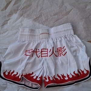 FUDOSHIN NWT White and Red Boxing Athletic Shorts with Elastic Waistband M